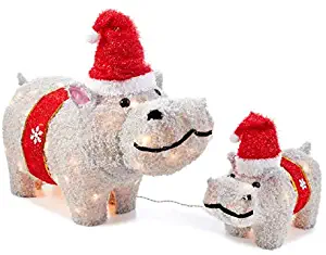 Home Collection Fuzzy Hippos Set Sculpture Outdoor Christmas Decoration Yard Lawn Garden Sculpture Seasonal Display