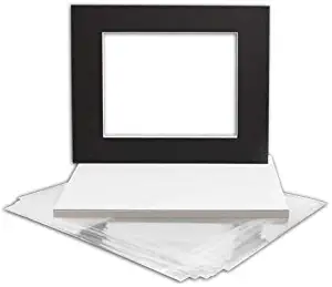 Golden State Art, Pack of 10 Black Pre-Cut 16x20 Picture Mat for 11x14 Photo with White Core Bevel Cut Mattes Sets. Includes 10 High Premier Acid Free Mats & 10 Backing Board & 10 Clear Bags