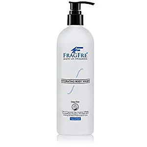 FRAGFRE Sensitive Body Wash 16 oz - Paraben Free Sulfate Free Body Cleanser - Hypoallergenic for Delicate and Flaky Skins - No Synthetic Fragrance - Cucumber for Hydration Mild Aroma - Vegan No Gluten