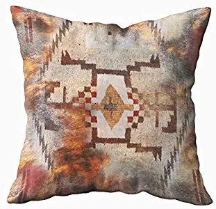 TOMWISH Hidden Zippered Pillowcase native american indian and cowhide print 508 16X16Inch,Decorative Throw Custom Cotton Pillow Case Cushion Cover for Home Sofas,bedrooms,offices,and more