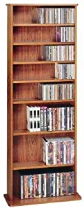 Leslie Dame CDV-500CHY High Capacity Oak Veneer Multimedia Storage Rack, Cherry