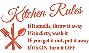 Blinggo Orange 22" X 13" Kitchen Rules Art Home Mural Décor