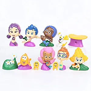 12 PCS/Set Bubble Guppies Cute Bubble Puppy Goby Deema Gil Oona Underwater Scenery PVC Action Figure Toys Childs Gift