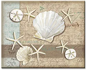 CounterArt Linen Shells Glass Cutting Board, 15 x 12 Inches