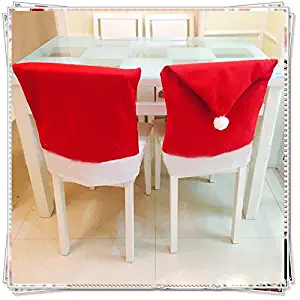 Chair Kitchen - 1 Pc Christmas Santa Claus Red Hat Chair Back Cover Xmas Dinner Table Decor Home Party Pendant - Chair Cover Swing Necklace Ergonomic Model Necklace Chair Quilt Office Chair Span