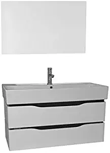 Nameeks VN-W47 Venice Wall Mounted Bathroom Vanity Set with Vanity Mirror Included, 40", White