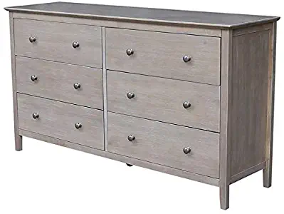 International Concepts 6 Drawer Double Dresser in Washed Gray Taupe