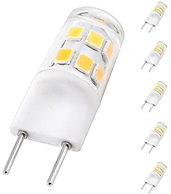 Bonlux LED G8 Light Bulb 2 Watts Warm White T4 G8 Base Bi-pin Xenon JCD Type LED 120V 20W Halogen Replacement Bulb for Under Counter Kitchen Lighting, Under-Cabinet Light, Puck Light (Pack-5)