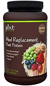 plnt Chocolate Meal Replacement Powder Vegan NonGMO Plant Protein That Provides Energy Satisfies Hunger, 17g of Protein Per Serving (2.4 Pound Powder)