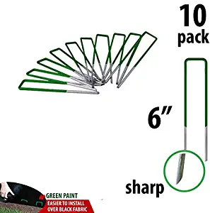 Zap Supplies Garden Landscape Staples Stakes Pins 6-Inch Heavy-Duty U-Shaped Lawn Drippers, Weed Barrier Fabric, Ground Cover, Soaker Hose, Irrigation Tubing (10)