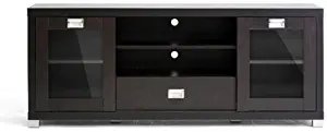 Baxton Studio Matlock Modern TV Stand with Glass Doors