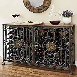 Wine Enthusiast 634 01 84- Bottle Antiqued Steel Wine Jail Console, Bronze