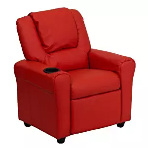 Flash Furniture Contemporary Red Vinyl Kids Recliner with Cup Holder and Headrest