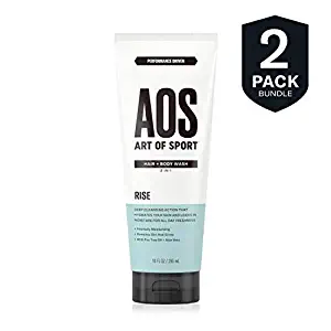 Art of Sport Men's Body Wash with Tea Tree Oil and Aloe Vera, Rise Scent, Dermatologist-Tested, Paraben-Free, Hypoallergenic, Moisturizing Shower Gel (2 pack)