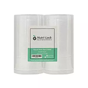 Nutri-Lock Vacuum Sealer Bags. 2 Rolls 6x50 Commercial Grade Sealer Rolls for FoodSaver, Sous Vide