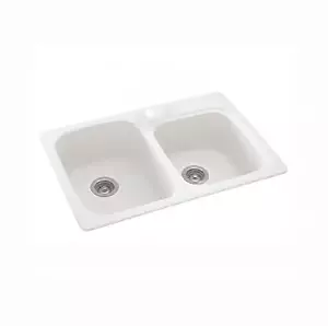 Swan KS03322DB.010 33-in L x 22-in W x 9-in H Solid Surface Kitchen Sink, White