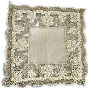 Doily Boutique Place Mat or Doily with Antique White Ribbon Wedding Roses, Size 15 inches