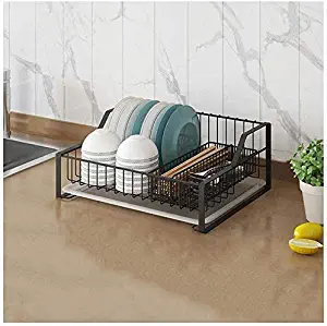 AP.DISHU Dish Drainer, Kitchen Single Layer Dish Rack Stainless Steel Rust Plate Cutlery Drain Rack 44X33x17cm,A