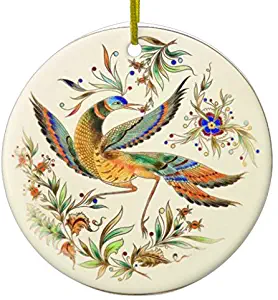 Fhdang Decor Christmas Hanging Ornament Opus Hungarian Zsolnay Bird Ceramic Ornament Circle