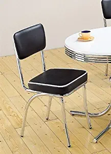 Coaster 2066 Cleveland Chrome Plated Side Chair Black Cushion Set of 4