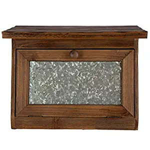 Generic Farmhouse Bread Box for Kitchen Counter - Rustic Wood Bread Bin Storage,Grey Metal