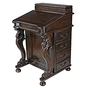 Design Toscano Captain's Davenport Home Office Desk, 33 Inch, Mahogany, Walnut