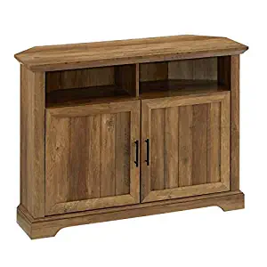 Walker Edison Furniture Company 44" Grooved Door Corner TV Stand - Reclaimed Barnwood