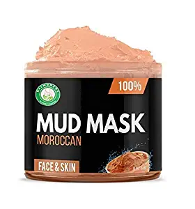 Anti-aging Mud Mask for Dry & Oily Skin Hair Acne Facial & Pore Cleansing Red Kaolin Moroccan Mud 100% Pure Natural & Organic for Face, Neck, Spa Body Wrap by Dermomama 8oz