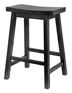 PJ Wood 24-Inch Saddle Seat Counter Stool - Black