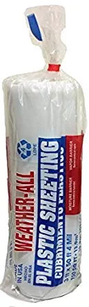 TRM Manufacturing 40350C Weatherall Visqueen Plastic Sheeting, Drop Cloth 3' Wide x 50' Length x 4.0 mil Thickness, Clear