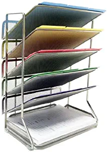 Seville Classics 6-Tray Iron Mesh Office Vertical Desktop/Wall Mount Organizer, Letter/A4 Size