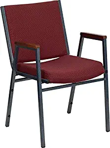 Flash Furniture HERCULES Series Heavy Duty Burgundy Patterned Fabric Stack Chair with Arms