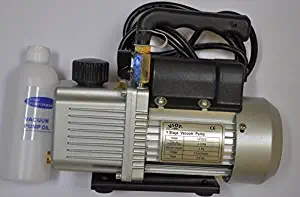 High Performance 2-Stage Rotary Vane Deep Vacuum Pump 2 CFM:Intake Port:1/4 SAE MFL+Built-in Check Valve for System Isolation HVAC Refrigeration Evacuation Jobs Light Weight Easy to Take Roof Top