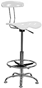 Flash Furniture Vibrant White and Chrome Drafting Stool with Tractor Seat