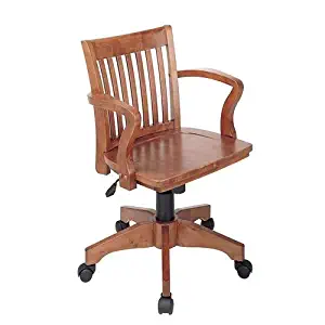 Classic Wooden Bankers Chair with Wood Seat and Arms Chair Office Mid Century Desk CHOOSEandBUY