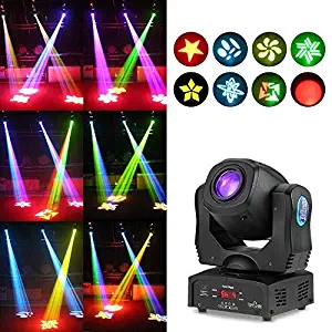 Tomshine 80W Moving Head Light 8 Gobo Rainbow 8 Colors 9/11 Channels LED Stage Gobo Pattern Lamp for Disco KTV Club Party Wedding