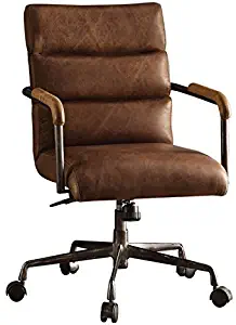 Acme Furniture Harith Top Grain Leather Office Chair in Retro Brown