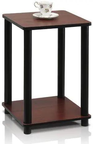 Furinno 99800R-DC/BK Turn-N-Tube End Table, Dark Cherry/Black