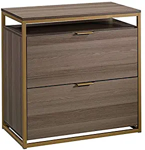 Sauder International Lux Engineered Wood Lateral File, 2 Drawers, Diamond Ash/Satin Gold