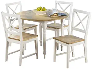 TMS 5 Piece Virginia Dining Set, White/Natural