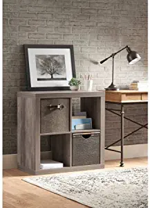 Better Homes and Gardens.. Bookshelf Square Storage Cabinet 4-Cube Organizer (Weathered) (Rustic Gray, 4-Cube)