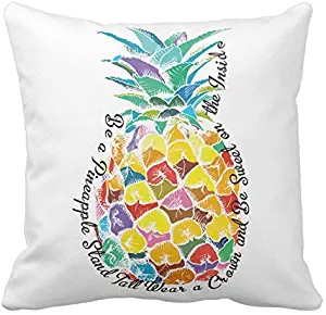 Kissenday 18X18 Inch Be a Pineapple Stand Tall Wear a Crown and Be Sweet on The Inside Quote Cotton Polyester Decorative Home Decor Sofa Couch Desk Chair Bedroom Car Gift Square Throw Pillow Case