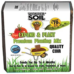 Wonder Soil Premium Compressed Coco Coir Cube – Add Water – 10 Pounds Expands to 2.5 CuFt. of Nutrient Rich Soil – Seed Starting, Microgreens, Flowers, Herbs, House Plants, Raised Beds