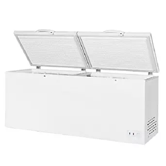 Maxx Cold 78.75” Wide Solid Hinged Split Top Commercial Sub Zero Chest Freezer Locking Lid NSF Garage Ready Keeps Food Frozen for 2 Days In Case of Power Outage, 23.6 Cubic Feet 669 Liter, White