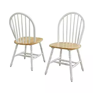 Better Homes and Gardens Autumn Lane Windsor Chairs, Set of 2, White and Natural