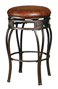 Hillsdale Montello Backless Swivel Counter Stool, Old Steel Finish with Brown Faux-Leather