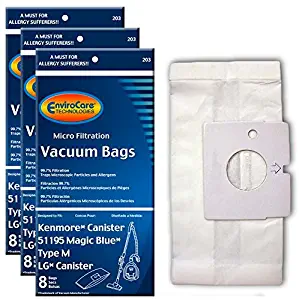 EnviroCare Replacement Vacuum Bags for Kenmore 51195 Magic Blue Canisters Type M 24 bags