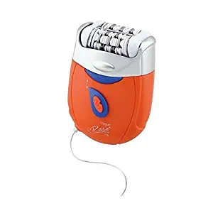 Emjoi eRase e60 Dual Opposed Heads 60-Disc 2-in-1 Electric Epilator Tweezer with Shaver/Trimmer and Sensitive Attachments - Orange