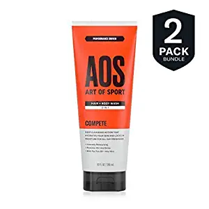 Art of Sport Men's Body Wash with Tea Tree Oil and Aloe Vera, Compete Scent, Dermatologist-Tested, Paraben-Free, Hypoallergenic, Moisturizing Shower Gel (2 pack)