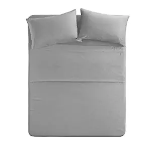 Comfort Spaces Ultra Soft Hypoallergenic Microfiber 6 Piece Set, Wrinkle Fade Resistant Sheets with Pillow Cases Bedding, Full, Light Gray